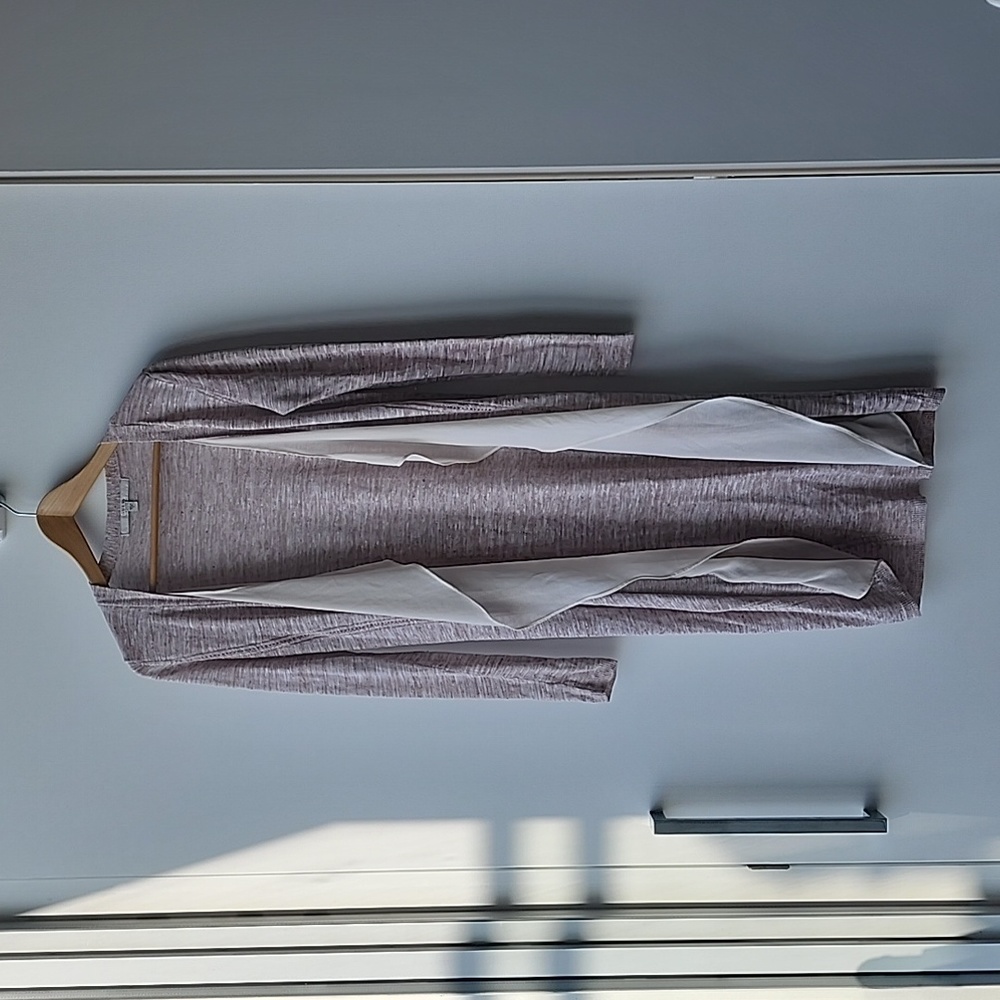 Guess Flowy Long Waterfall Linen Blend Dentelle Melange Knit Cardigan